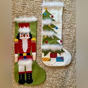 Festive Nutcracker and Christmas Tree Stockings with Pockets